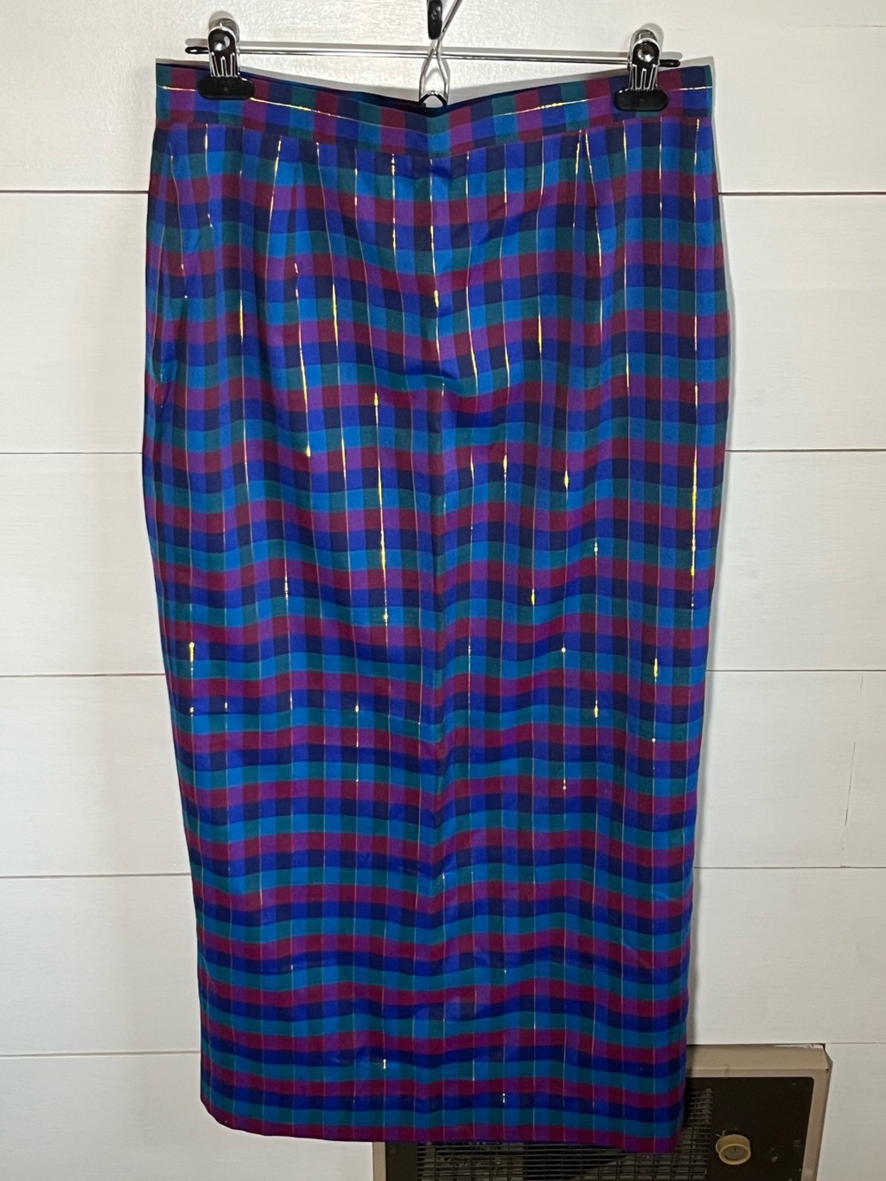 Tartan Pencil Skirt in Blue and Purple